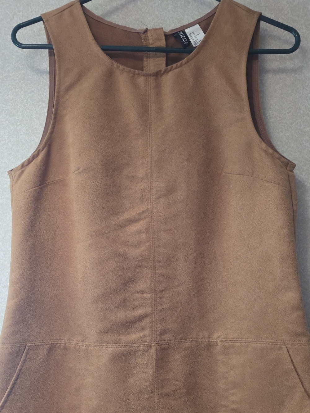 H&M Faux Suede Sleeveless Shift Dress in Brown